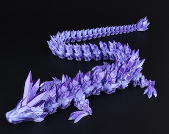 Crystal Dragon Fidget Toy, Articulated 3D Printed Dragon, Flexible Fantasy Figure