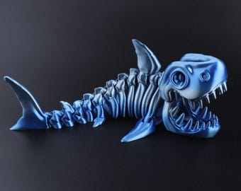 Skeleton Shark 3D Printed , Articulated Flexible Shark, Desk Toy