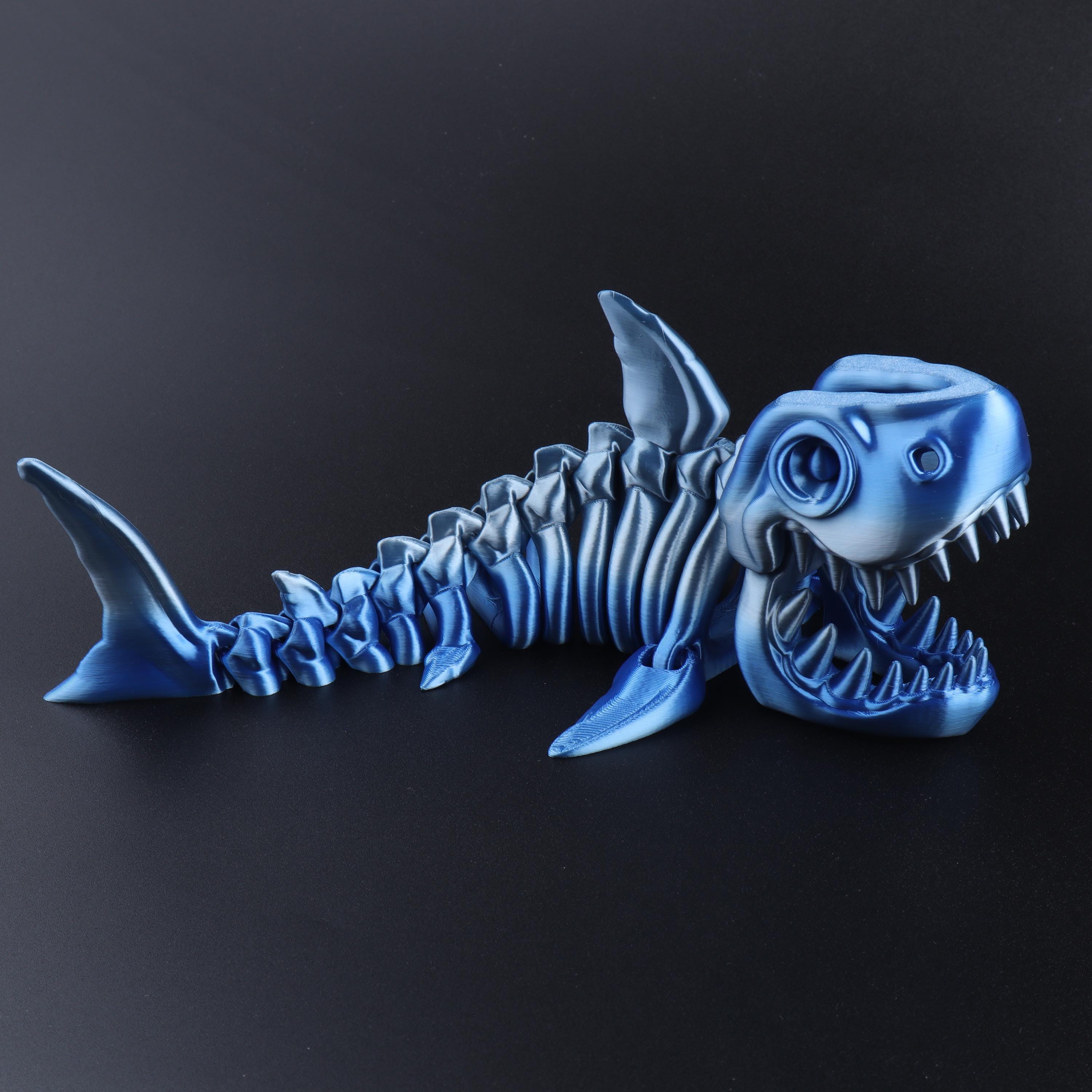 Skeleton Shark 3D Printed , Articulated Flexible Shark, Desk Toy