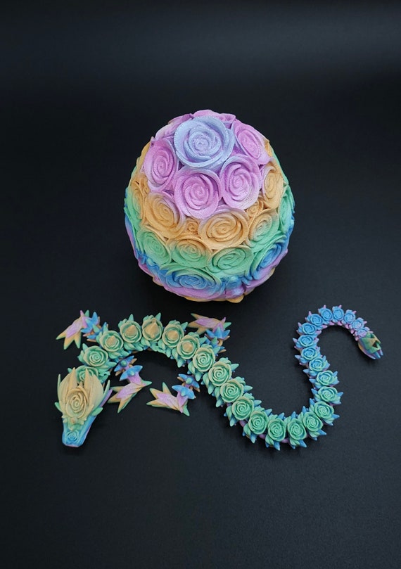 Rose Dragon Fidget Toy, Articulated 3D Printed Dragon, Flexible Fantasy Figure