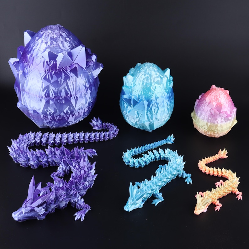 Crystal Dragon, Articulated 3D Printed Dragon Toy, Flexible Fantasy Figure image 2