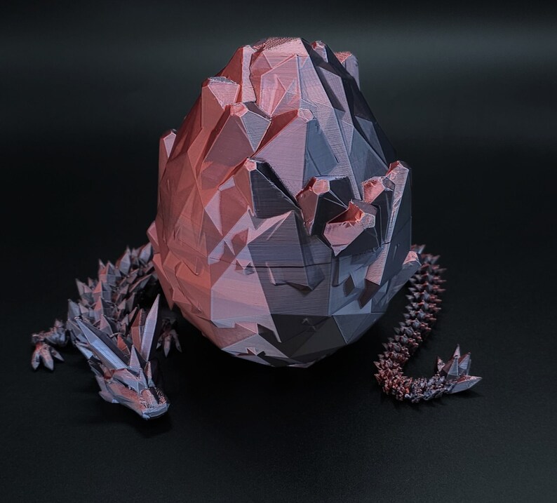 3D Printed Crystal Dragon, Dragon Egg, Articulated Dragon Figurine, Toddler Room Decor, Dragon Toy Handmade Childrens Toys, Fathers Day gift image 3