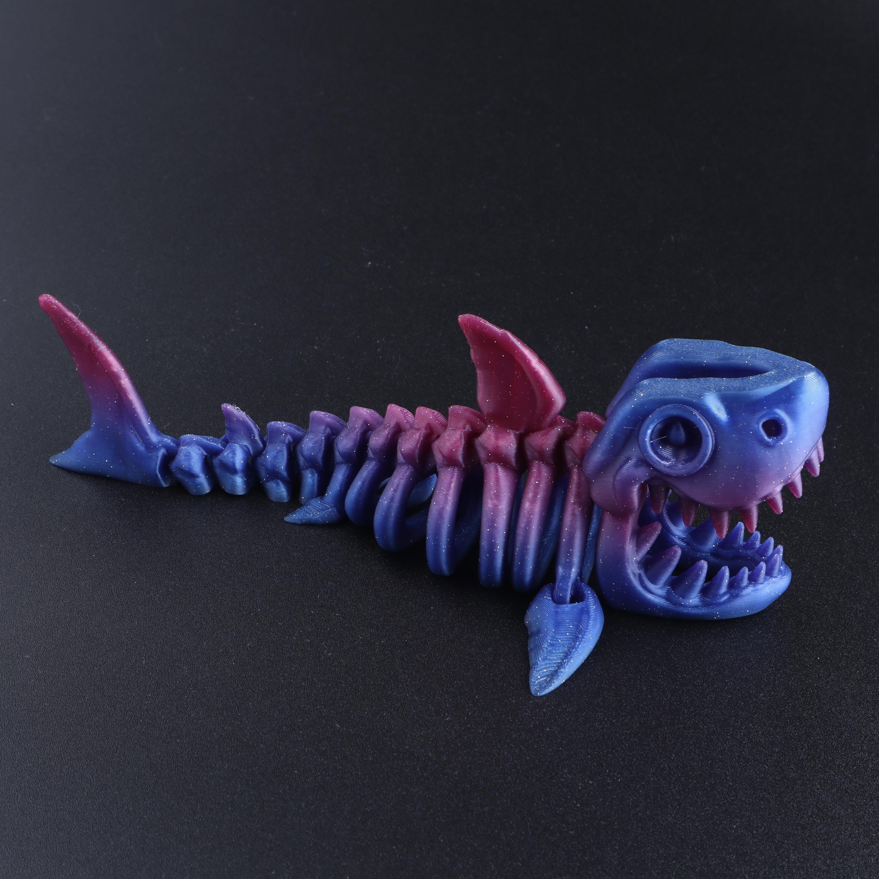 Skeleton Shark 3D Printed , Articulated Flexible Shark, Desk Toy