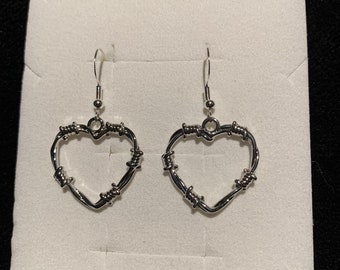Barbed Wire Heart Earrings