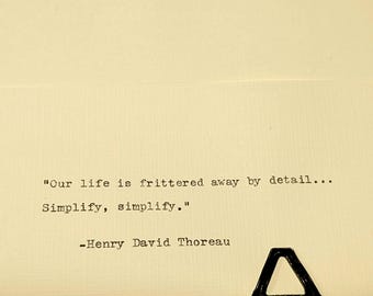 Henry David Thoreau Typewritten Quote