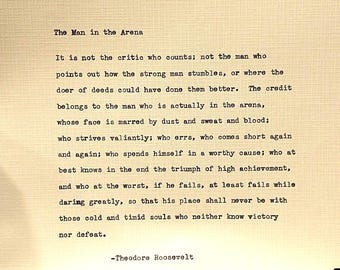 The Man in the Arena Typewritten Art