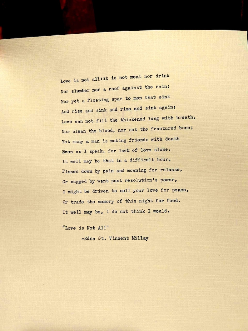 Love is Not All Typewritten Poem image 1