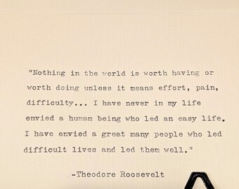 Theodore Roosevelt Typewritten Quote