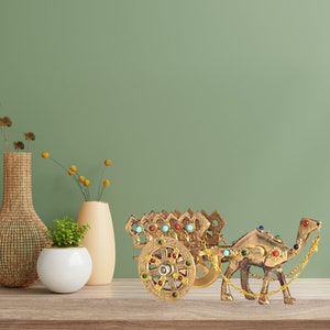 Gemstone Studded Pure Brass Camel Cart,Luxurious Gemstone Studded Pure Brass Camel Cart,Elegant Gemstone Adorned Pure Brass Camel Cart