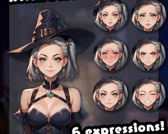PNGtuber Cute Witch Model Avatar Twitch Overlay OBS Stream Overlay Png Tuber Anime Halloween Download