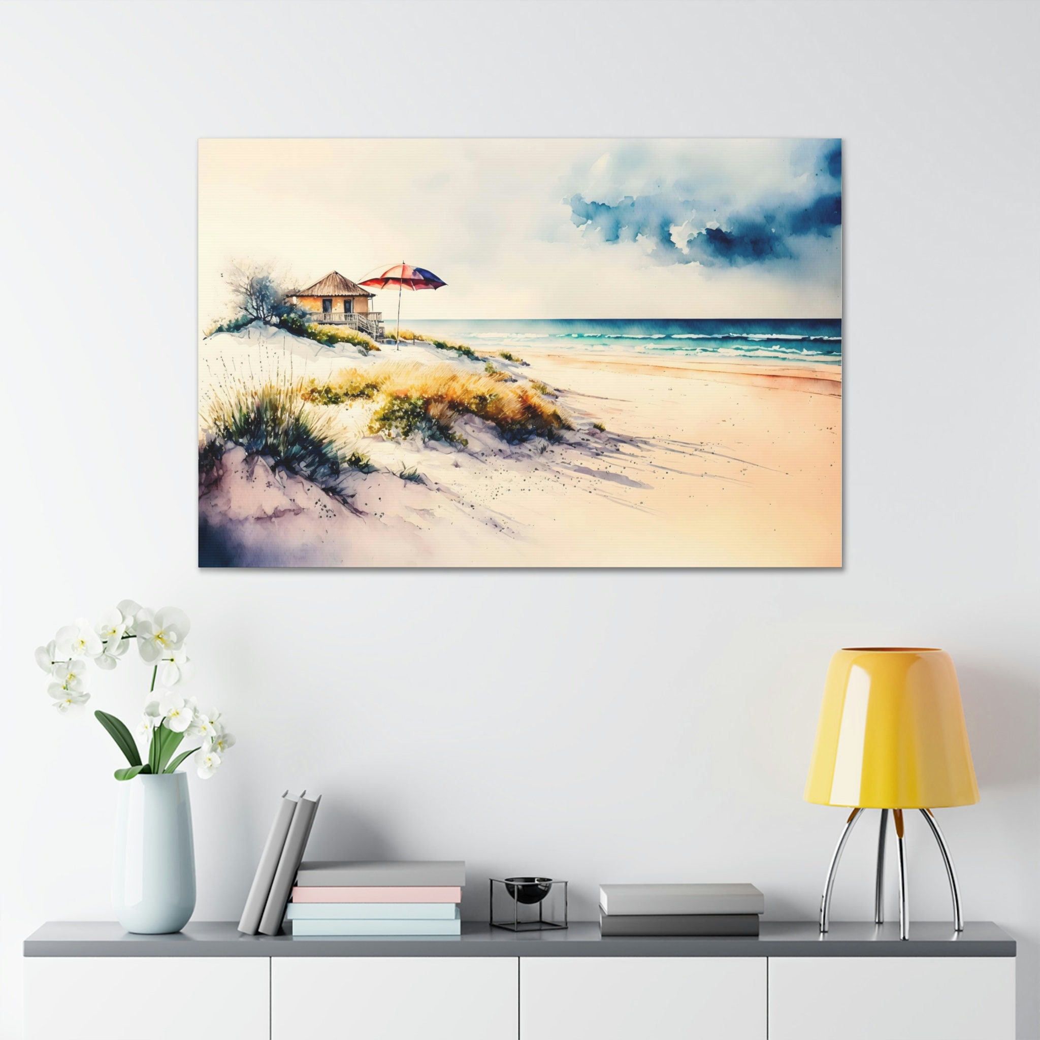 Serene Beach Scene Canvas Print Serene Beach House Art - Etsy