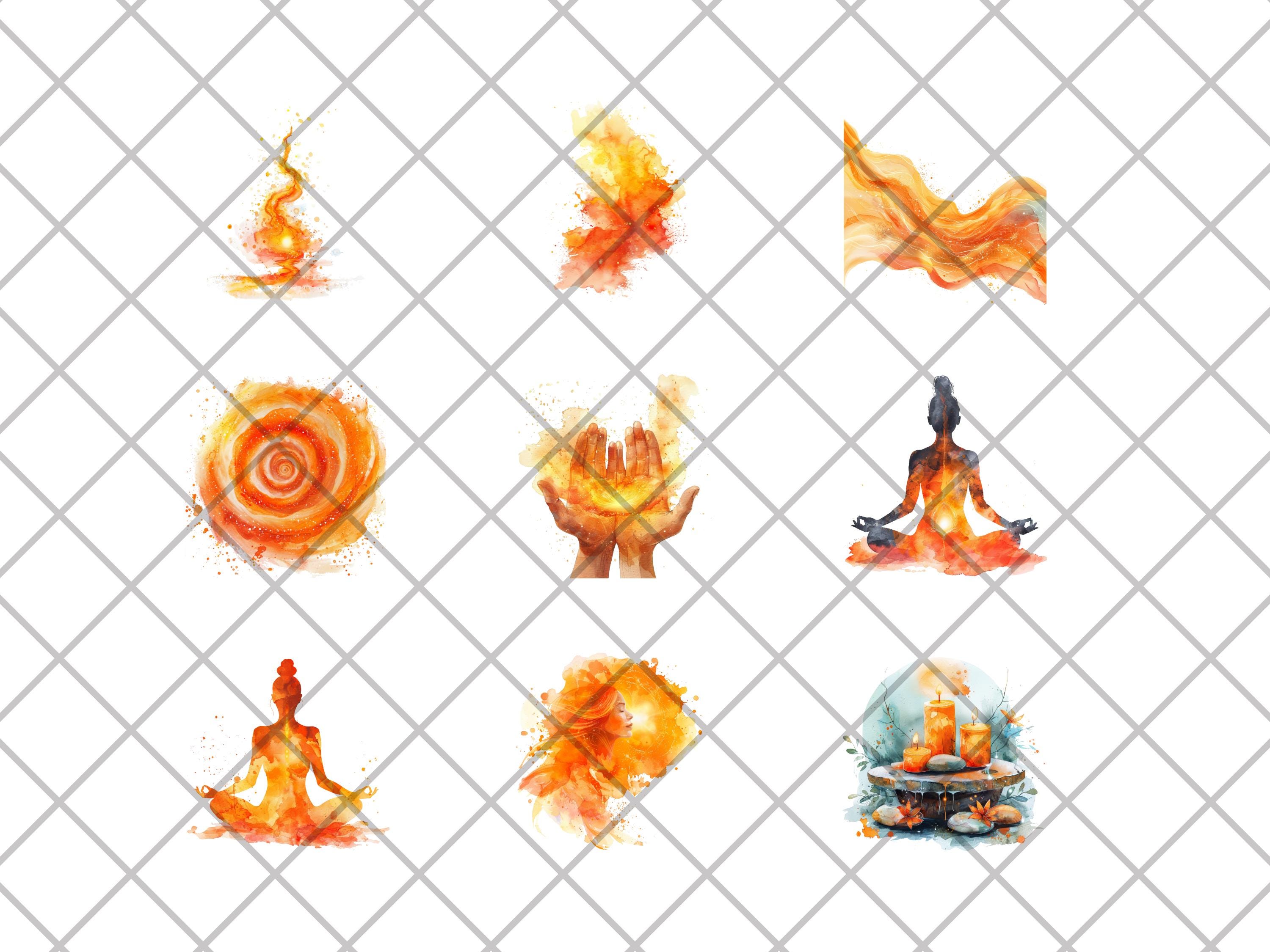 Sacral Chakra Clipart Bundle Watercolor Svadhisthana Png Energy Healing ...