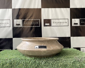 The Washbasin Studio – Luxus-Waschtischplatte in Schüsselform aus natürlichem Marmor für Badezimmer/Wohnzimmer/Toilette (L x B x H) 17 x 17 x 6 Zoll.