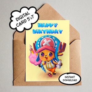 Anime - carte de voeux d'anniversaire numérique - téléchargement immédiat