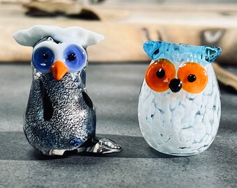 Glass Figurines Mini Owl Figurines Tiny Owls Glass Owl Gifts Graduation Gifts Tiny Glass Animals Animal Figurines