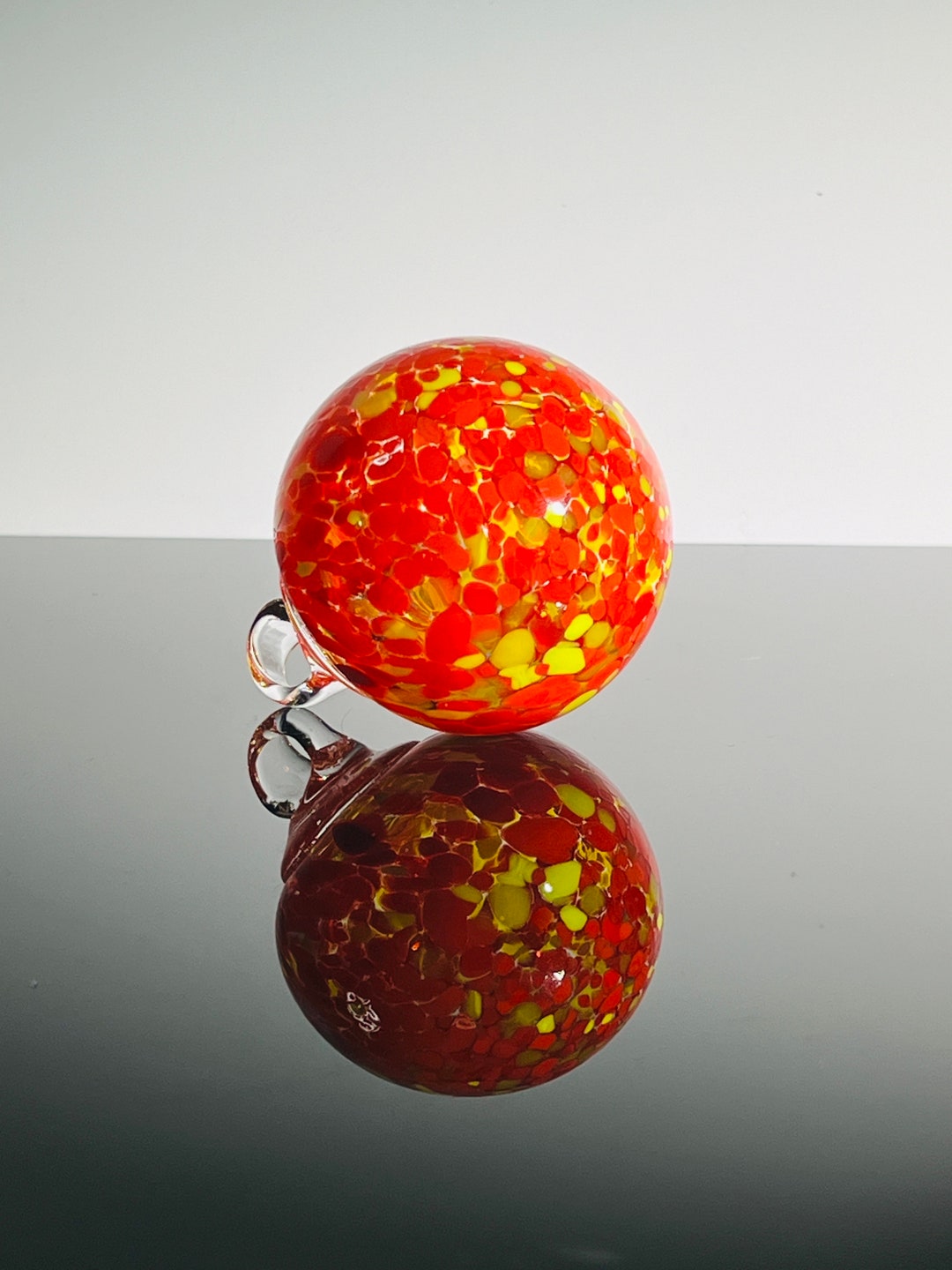 Sunset Glow, Hand Blown Glass Ornament, Witches Balls, Glass Hanging