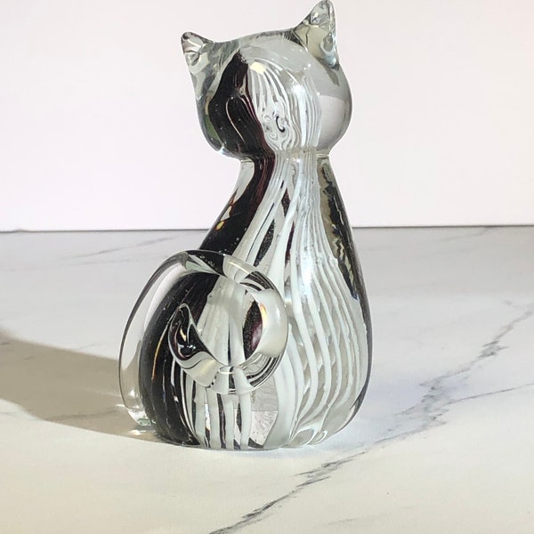 Verre de chat soufflé, cadeaux de chat pour les femmes, amoureux des chats, cadeau pensant à vous, ornements en verre, chat drôle, art amoureux des chats, chats en verre, animal vitré