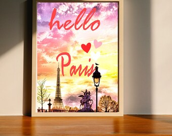 Paris Print, Paris Travel Print, Travel Poster, Paris Printable wall poster, Wall Art Wall Decor