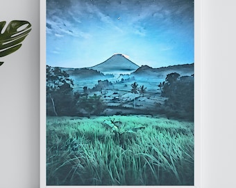 Watercolor Landscape Painting,Mountain Wall Art,Wilderness Poster,Field Painting,Field Wall Art,Mountain Print,Landscape Painting,Wall Art