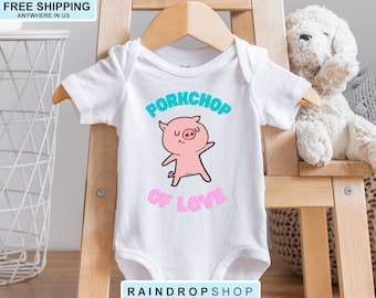 Porkchop of Love Baby Bodysuit, Baby Pig, Cute Baby Clothes, Baby Shower Gift, Newborn Gift, Baby Boy, Baby Girl, Cute Piggy
