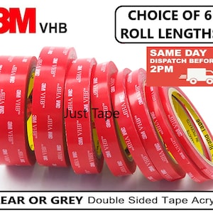 Cinta 3M VHB de doble cara, montaje fuerte (1/4, 1/2 pulgadas, 1 pulgada) x  10 pies, hecha de cinta VHB 3M. Cinta de montaje impermeable 3M, para