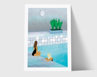 Cartolina illustrata "Piscina"