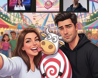 Magic Moment – Personalized picture with your I Miss You 2 cow | Funny cartoon scene with your photo | Digital gift idea | Wedding