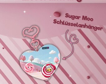 Sugar Moo | Cow Keychain, Cow-Shaped Keyring, Kawaii Cow, 1 Miss You 2 Collectibles, Cow Figurine, Cow, Gift Idea