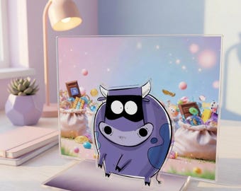 Loot Moo "Big Loot" Diorama, I Miss You 2 Cowlectibles, Acrylic Figurine, Cow Acrylic Figurine, Kawaii Cow Acrylic Figurine, Collectible Figurine, Cute Desk Decor