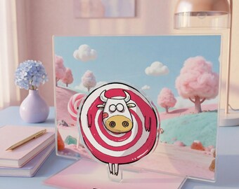 Sugar Moo "Candy World"- Diorama,I Miss You 2 Cowlectibles, Kawaii Cow Acrylic Diorama |2-Layer Display |Gift Idea |Collectible|Germany