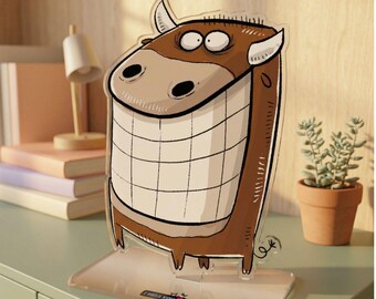 Collectible figure "Smilow", acrylic cow figure with collector card – fun decoration/gift idea, I Miss You 2, cow gift, adoption certificate, Adopt a Cow