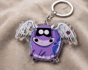 Loot Moo Acrylic Guardian Angel Gift Keychain in Cow Shape, "I'll stay with you" - worth it. Funny guardian angel for the car, car decoration