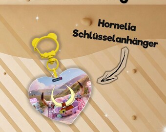 Hornelia Acrylic Keychain in the shape of a cow, cow-shaped key ring, 1 Miss You 2 Collectibles, cow figurine, Cow