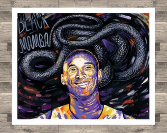 Pintura al óleo original de Black Mamba 2 'Colección Kobe'