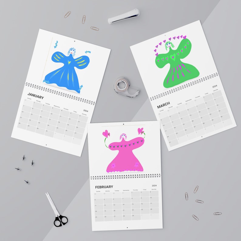 Angel Calendar 2024 Pics Drawn by Carina Etsy