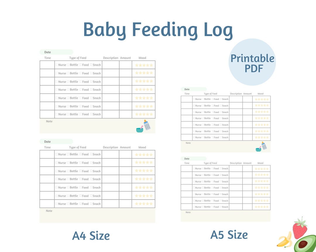 Baby Feeding Log Baby Daily Log Daily Baby Feed Tracker Etsy