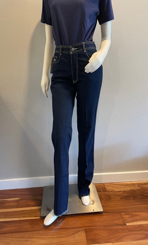 Vintage 1970s Jordache Dark Wash Raw Hem Denim Jea