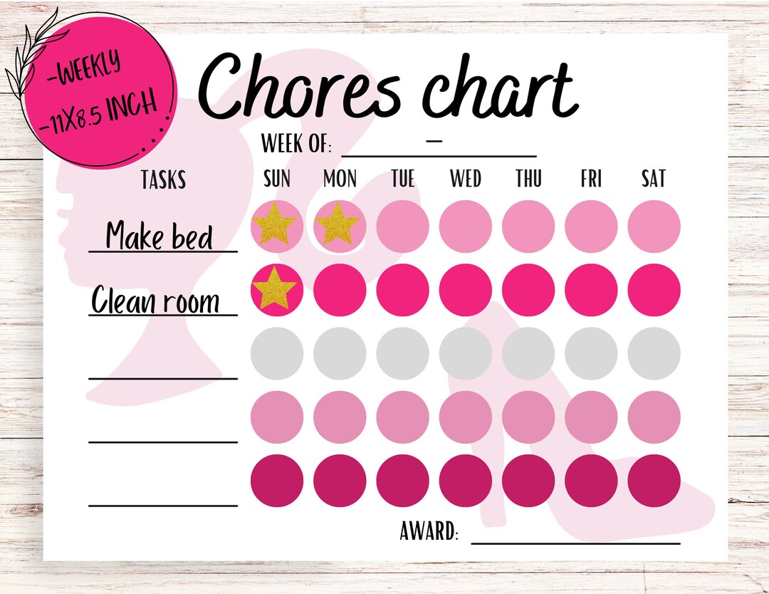 Chores Chart, Barbie Chores Chart, Award Chart, Responsibility Chart ...
