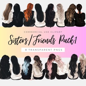 Soul Sister Clipart, Sisters Bestfriends Besties Mother Daughter Gifts, BFF Friends forever DIY, Fashion Girl, Friendship PNG, Instant png