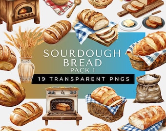 Sourdough Bread Clipart | Baking PNG Illustrations (Digital Download)