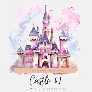 Castle PNG | Little Princesses Clipart | Medieval Castles | Commercial Use | Colorful Castle | Castles Watercolor Clipart | PNG Files