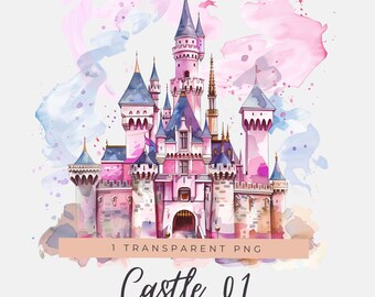 Castle PNG | Little Princesses Clipart | Medieval Castles | Commercial Use | Colorful Castle | Castles Watercolor Clipart | PNG Files