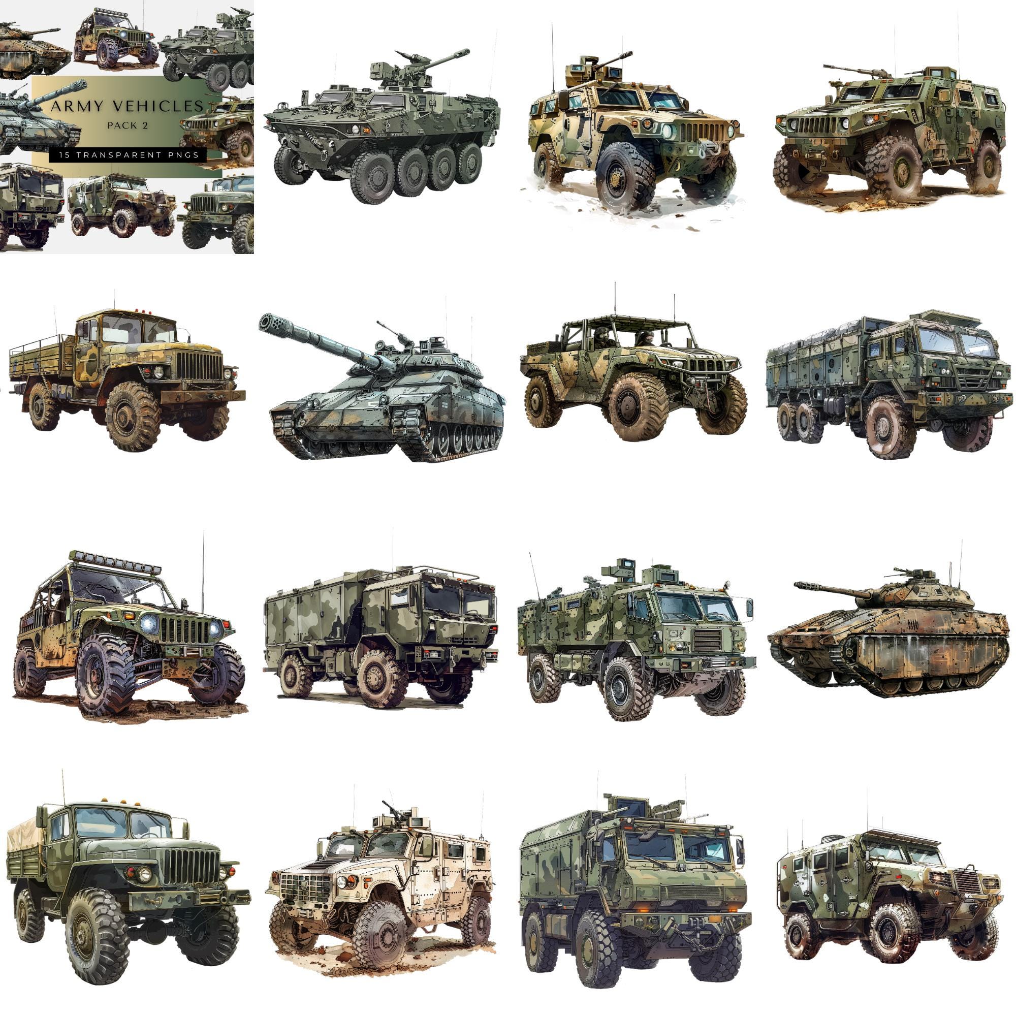 Military Header Graphics Military Vehicle Clipart Bundle – Armed Forces PNG Graphics (67 Files ...