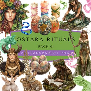 Ostara, Pâques, rituels et cérémonies, Livre des ombres, grimoire numérique, clipart Sabbat imprimable, celtique, wicca wicca, paganisme, païen