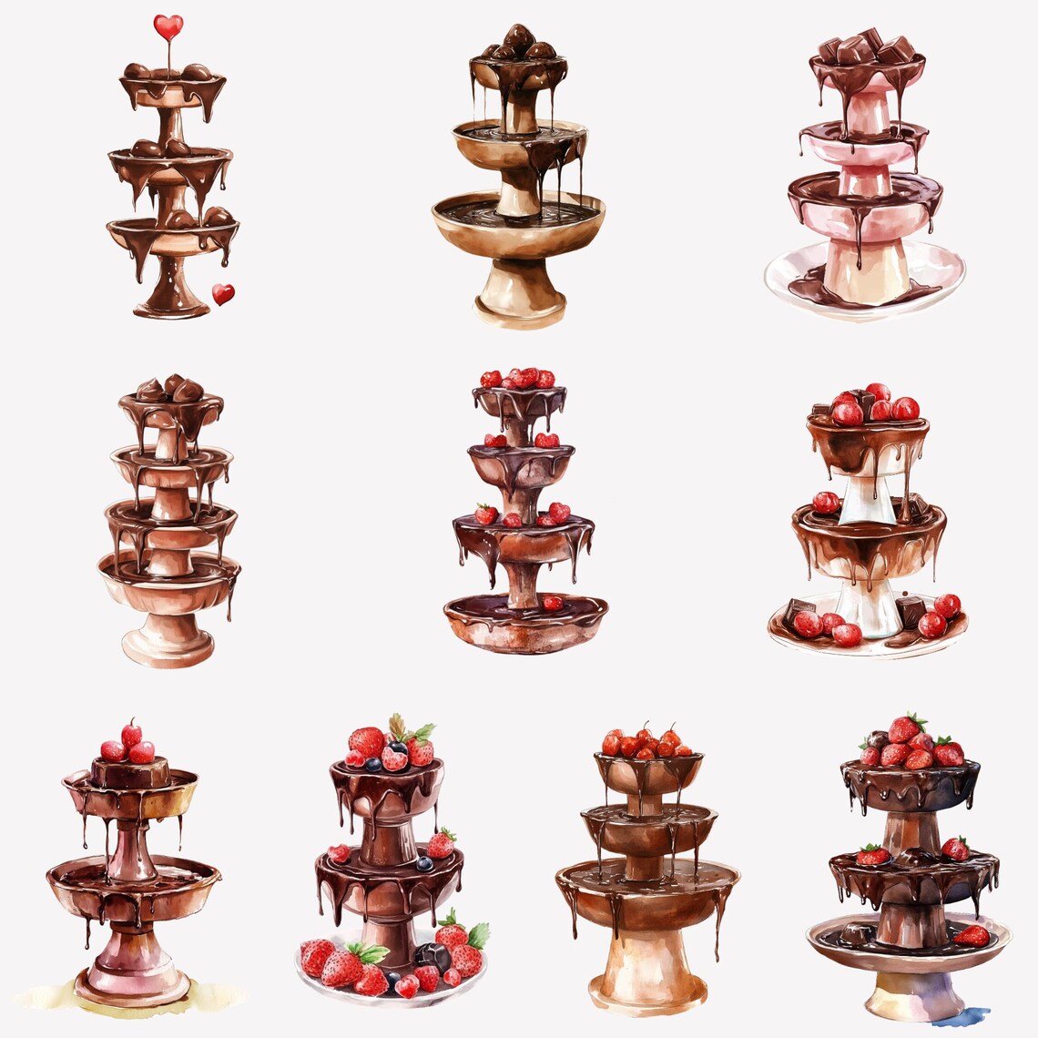 Chocolate Fountain Clipart, Valentines Day, Romantic Date Night, Food ...