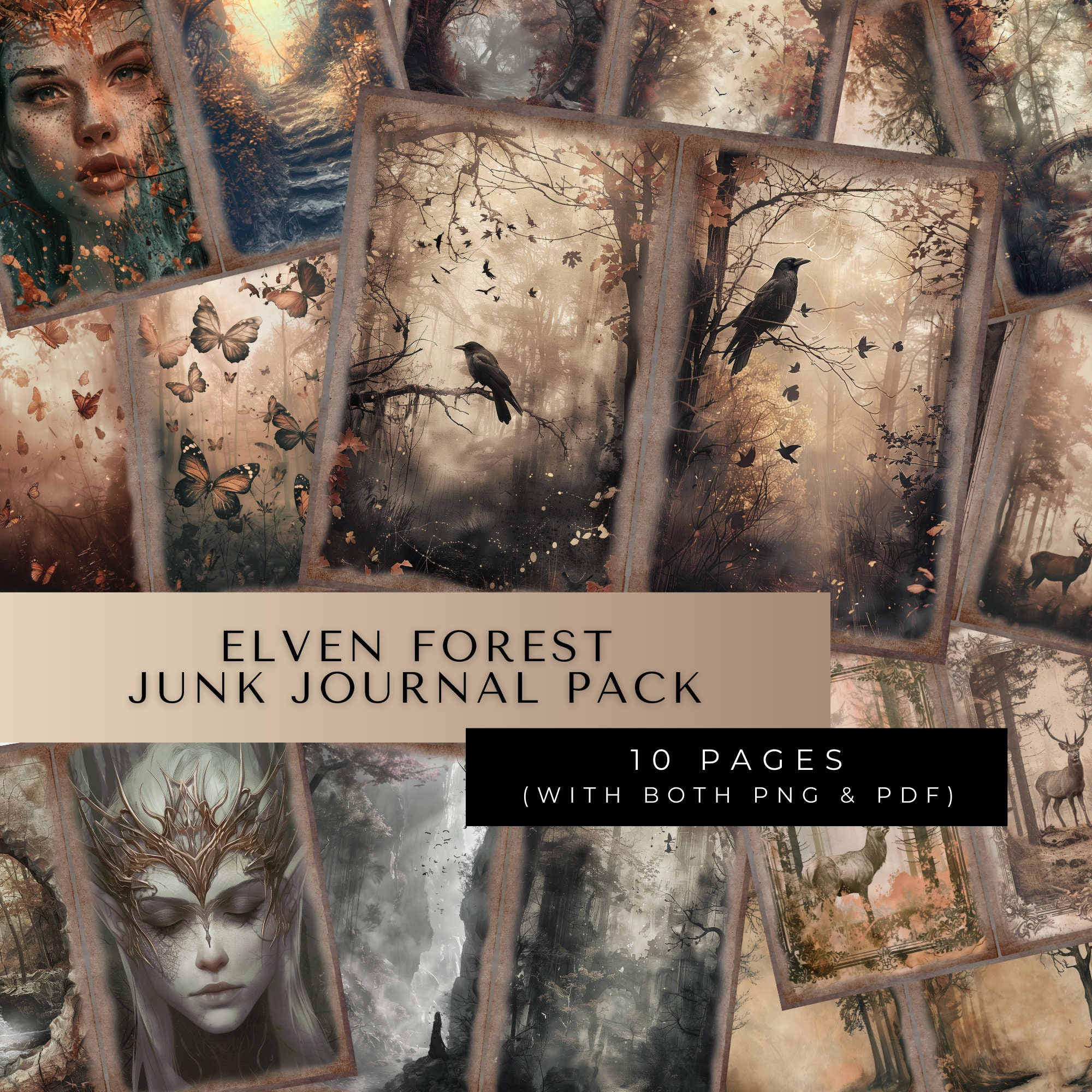 Fantasy Digital Junk Journal | Magical Forest Digital Paper in ...