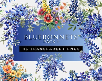 Bluebonnet PNG | Clipart kwiatowy | Texas Bluebonnets PNG | Clipart akwarelowy Bluebonnet | Png do druku | Użycie komercyjne | Natychmiastowe pobranie