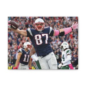 Canvas Wall Decor, Rob Gronkowski Gronk New England Patriots Art, Sports Gift for Fans, Man Cave Decor, Stretched Print Football NFL Boston
