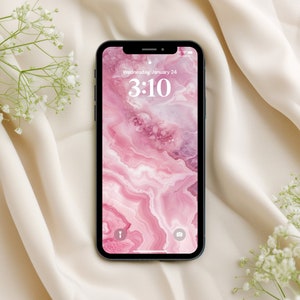 Pink Marble Phone Wallpaper Instant Download, Aesthetic, Texture, Background, Screen saver iPhone or Android Lockscreen, Gift for Her