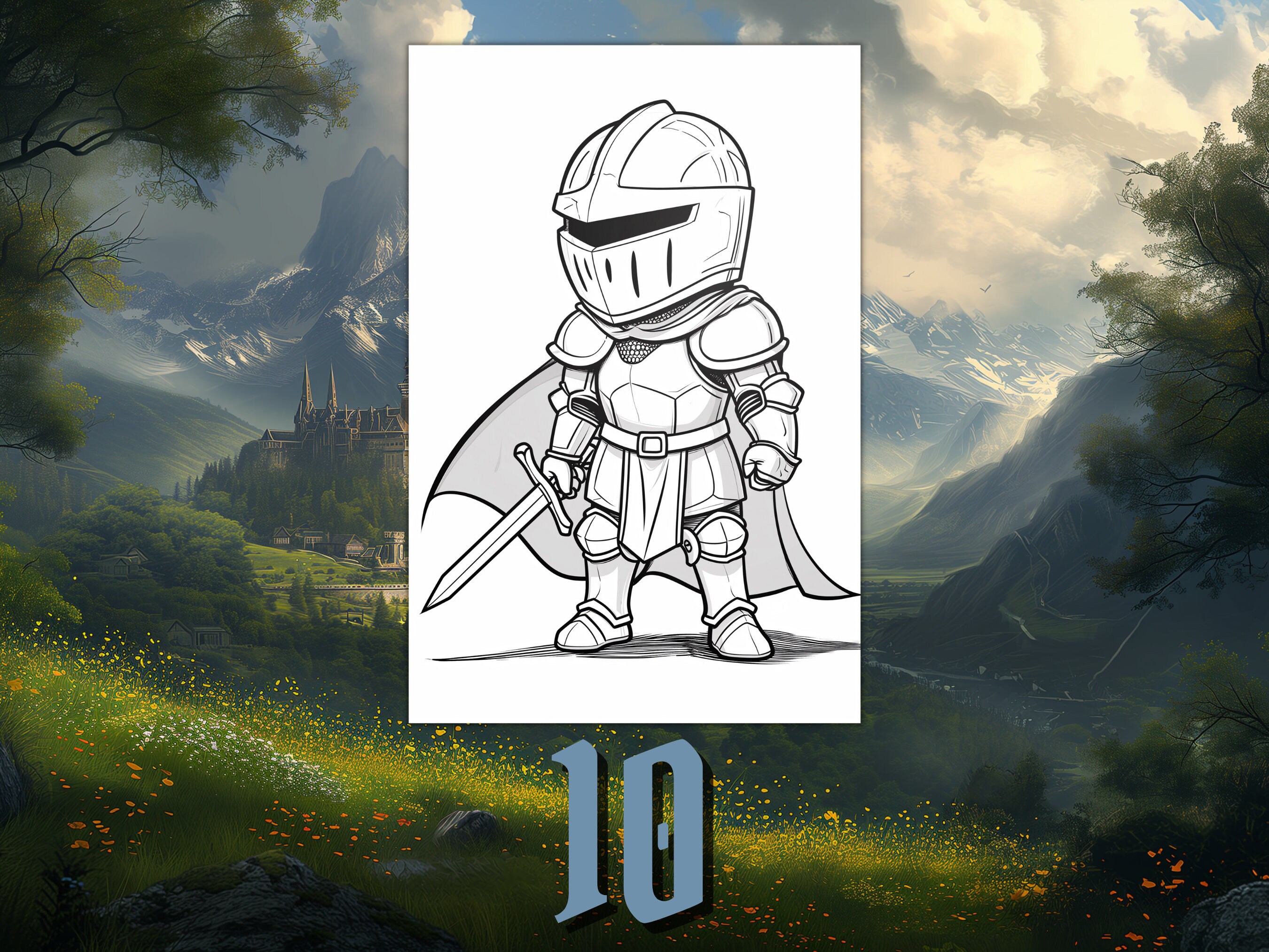 10 Medieval Knight Coloring Pages Kids Coloring Book Adult Coloring ...